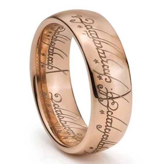 Rose Gold Lord of the Rings Elvish Script
