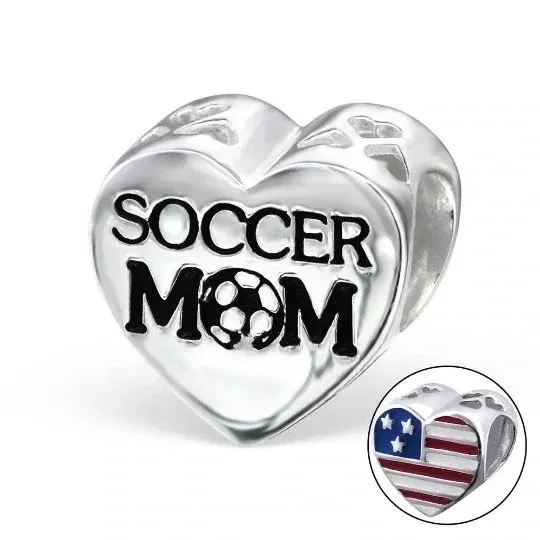 Soccer Mom Bead American Flag 925S for Charm Bracelet Soccer Mom Bead American Flag 925S for Charm Bracelet