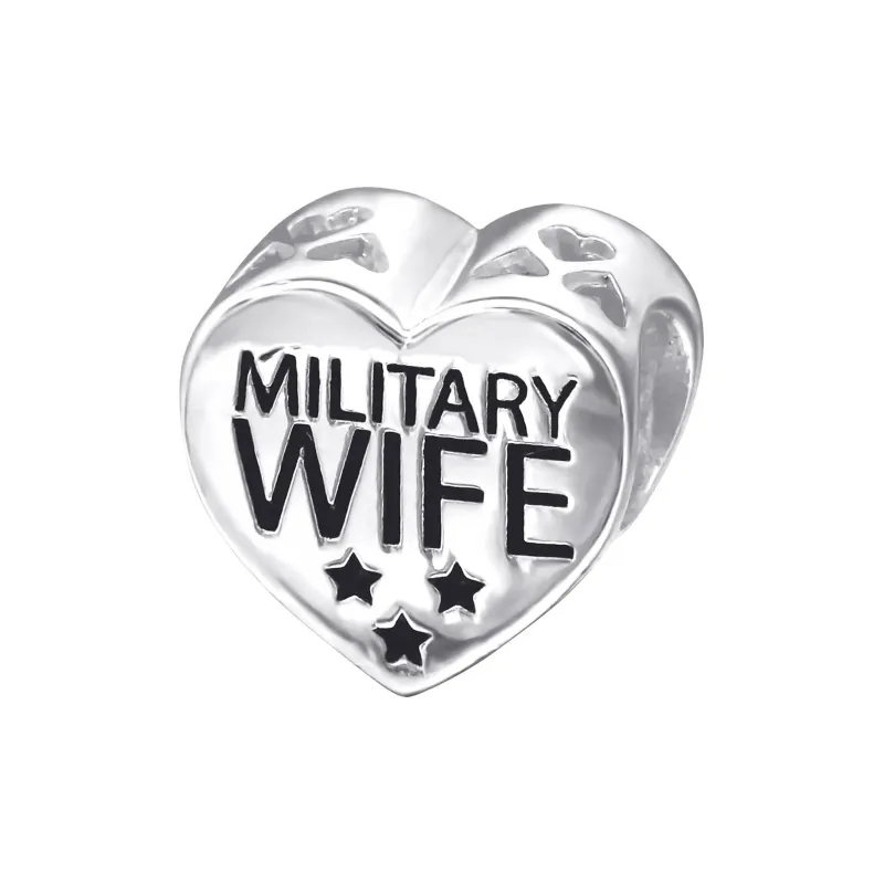 Military Wife Sterling Silver Beads/Charm, I love my Wife ; Wife No 1; Birthday ,Anniversary Gift Military Wife Sterling Silver Beads/Charm, I love my Wife ; Wife No 1; Birthday ,Anniversary Gift