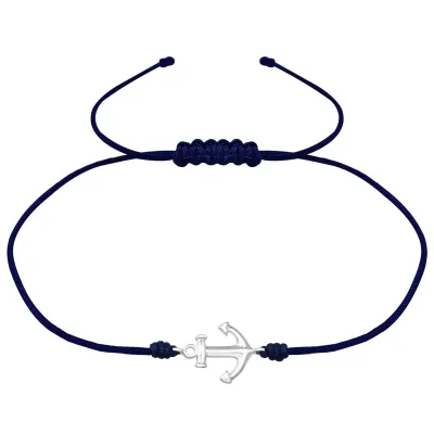 Anchor Adjustable Nylon String 925s Silver Bracelet Anchor Adjustable Nylon String 925s Silver Bracelet