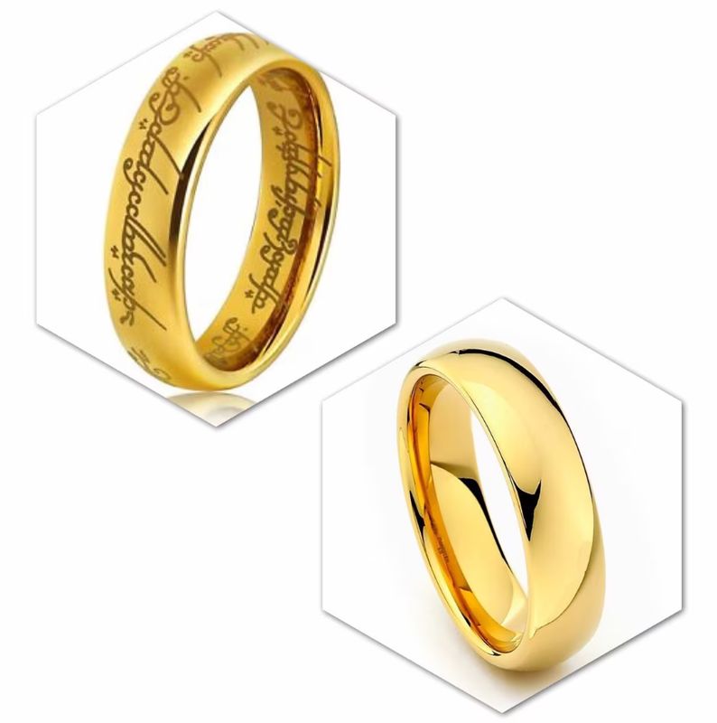 LOTR Gold Tungsten Magic Power Elvish Script