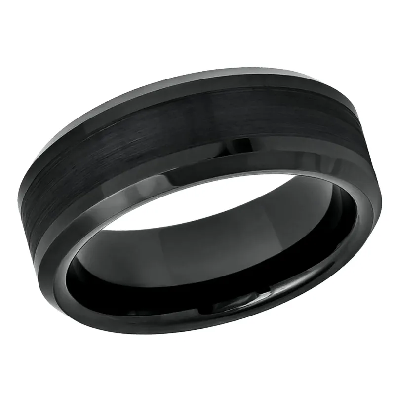 Black Tungsten Ring Brush finished 6mm & 8mm Wedding Band Engagment