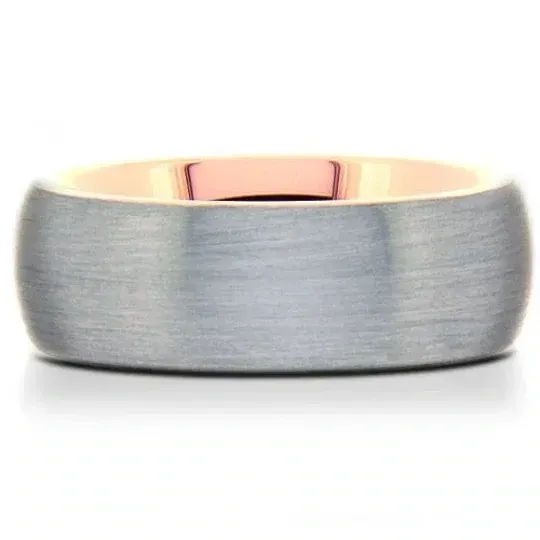 Rose Gold Inlay Wedding Band Tungsten Carbide Rose Gold Inlay Wedding Band Tungsten Carbide