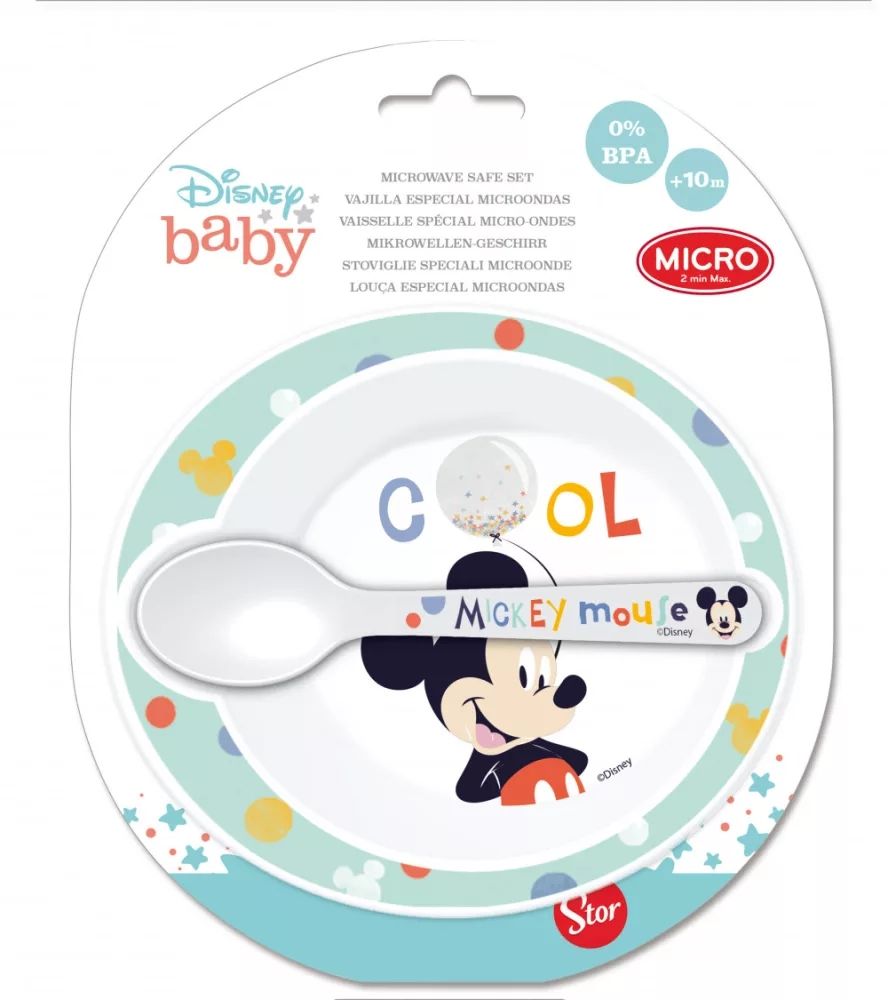 Disney Mickey Baby Micro Tiefer Teller + Löffel Set