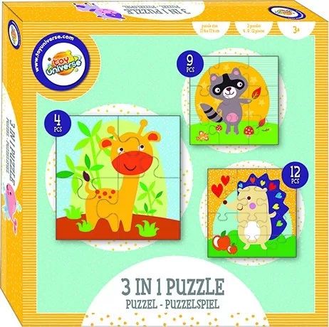 Animals, Tiere 3-in-1 Puzzle