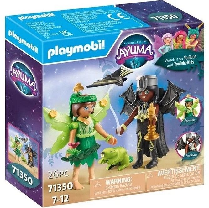 Playmobil Adventures of Ayuma Figuren 2er-Pack Forest Fairy + Bat Fairy mit Tieren 14x4cm