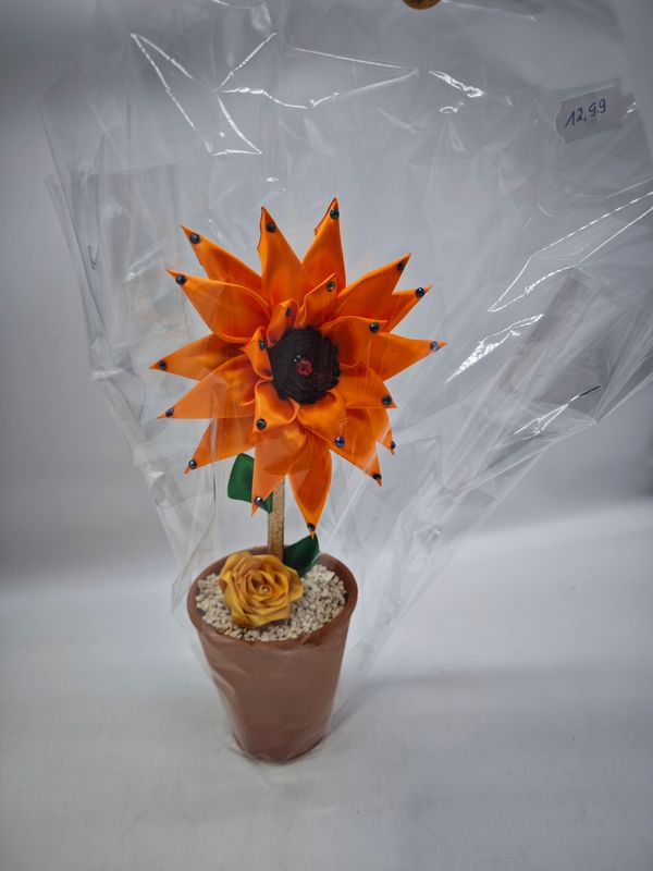 Handgefertigter stifthalter sonnenblume orange Handgefertigter stifthalter sonnenblume orange