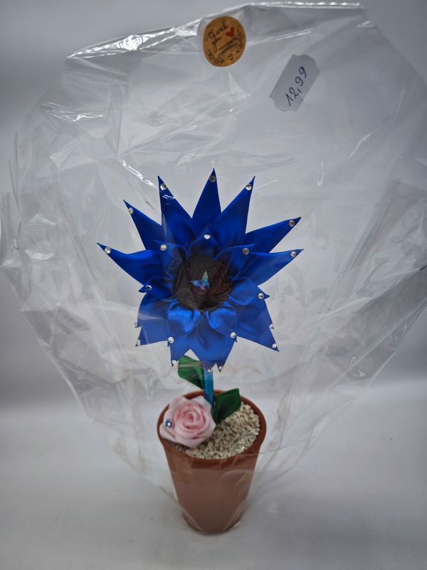 Handgemachter stifthalter sonnenblume blau Handgemachter stifthalter sonnenblume blau