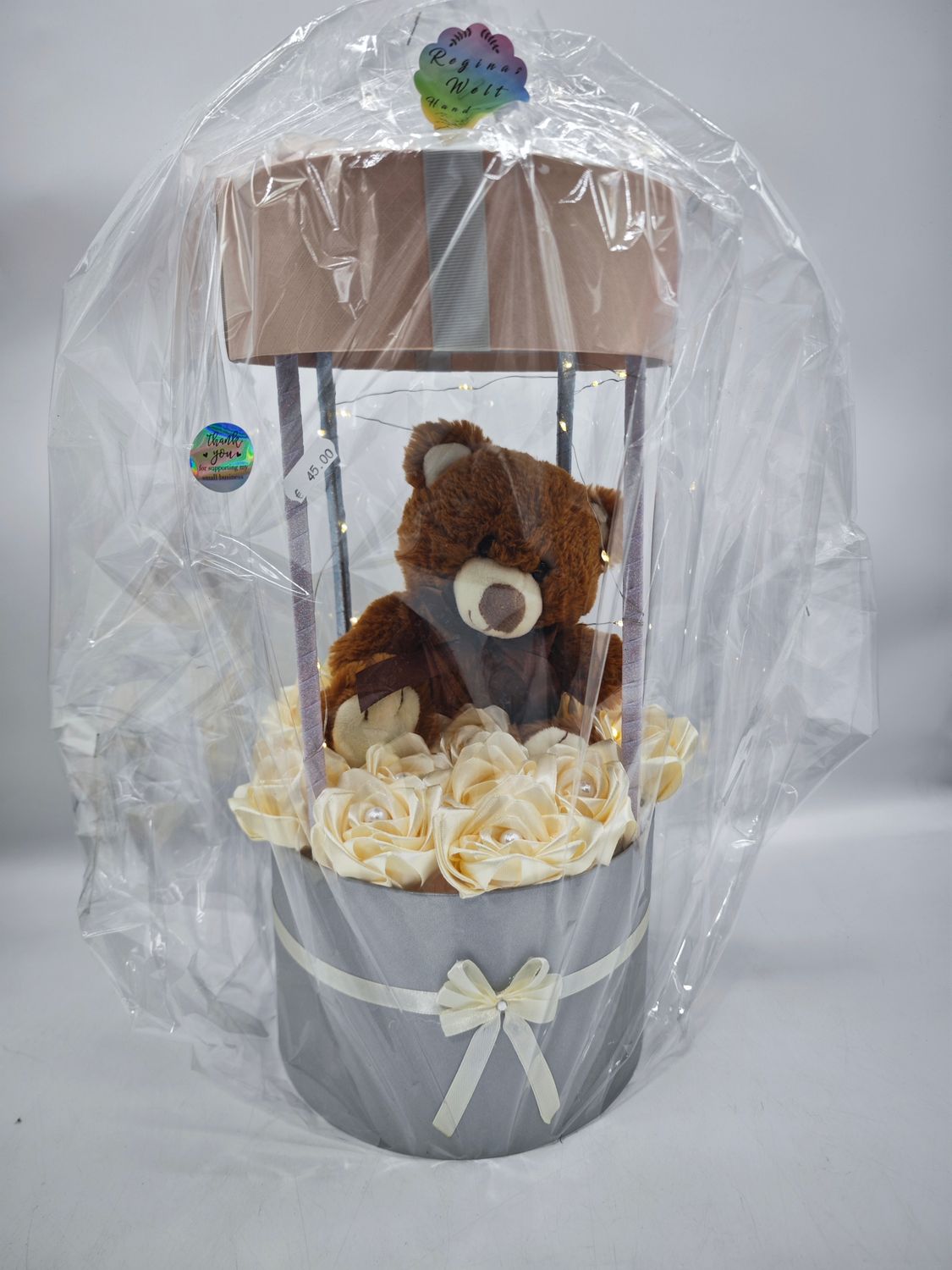 Handgefertigte stiftrosen Teddybär präsent mit Beleuchtung