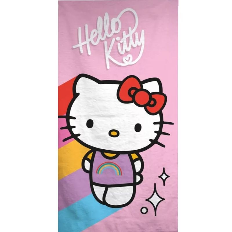 Hello Kitty Rainbow Badelaken, Strandtuch 70*140cm (Schnell trocknend) Hello Kitty Rainbow Badelaken, Strandtuch 70*140cm (Schnell trocknend)