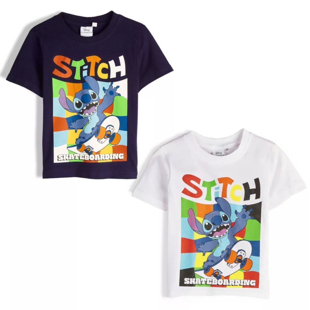 Disney Lilo und Stitch Skateboarding Kinder T-Shirt, Oberteil 4-10 Jahre
