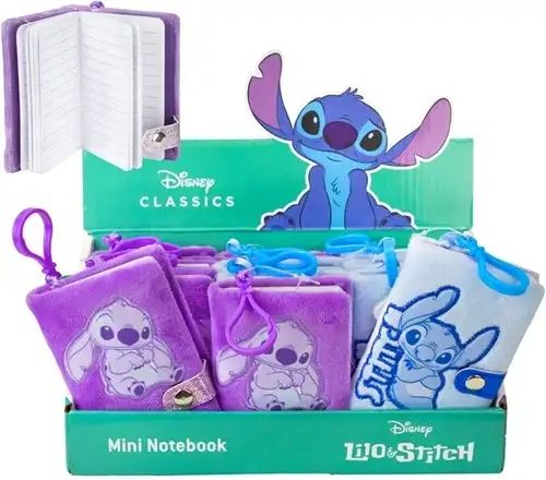 Disney Lilo & Stitch Mini-Plüsch-Notizbuch 7 x 10 cm + Taschenclip