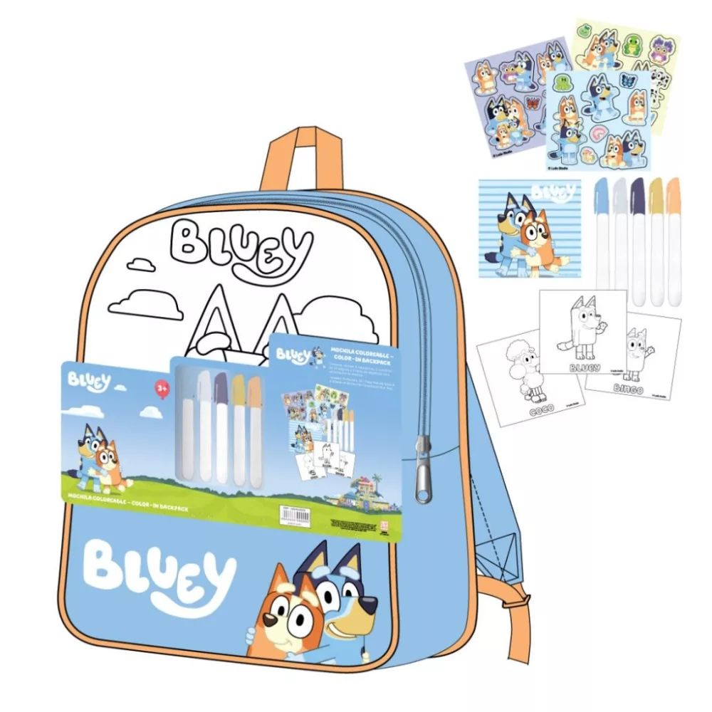 Bluey Friends ausmalbarer Rucksack, Tasche 38 cm