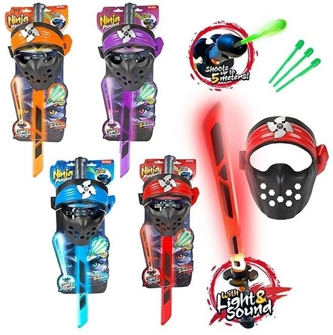 Shooting Ninja Lichtschwert Licht und Ton mit Maske  23,5x70cm