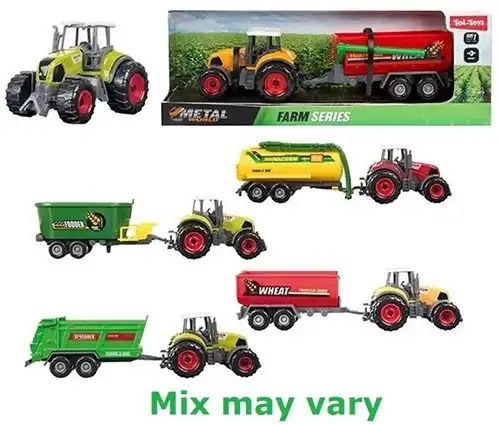 METAL Traktor mit Anhänger 14x27cm METAL Traktor mit Anhänger 14x27cm