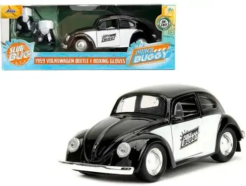 Die-Cast Punch Buggy '59 VW Beetle W/Gloves Black 1/32 7,5x20cm