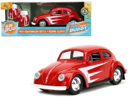Die-Cast Punch Buggy '59 VW Beetle W/Gloves Red 1/32 7,5x20cm