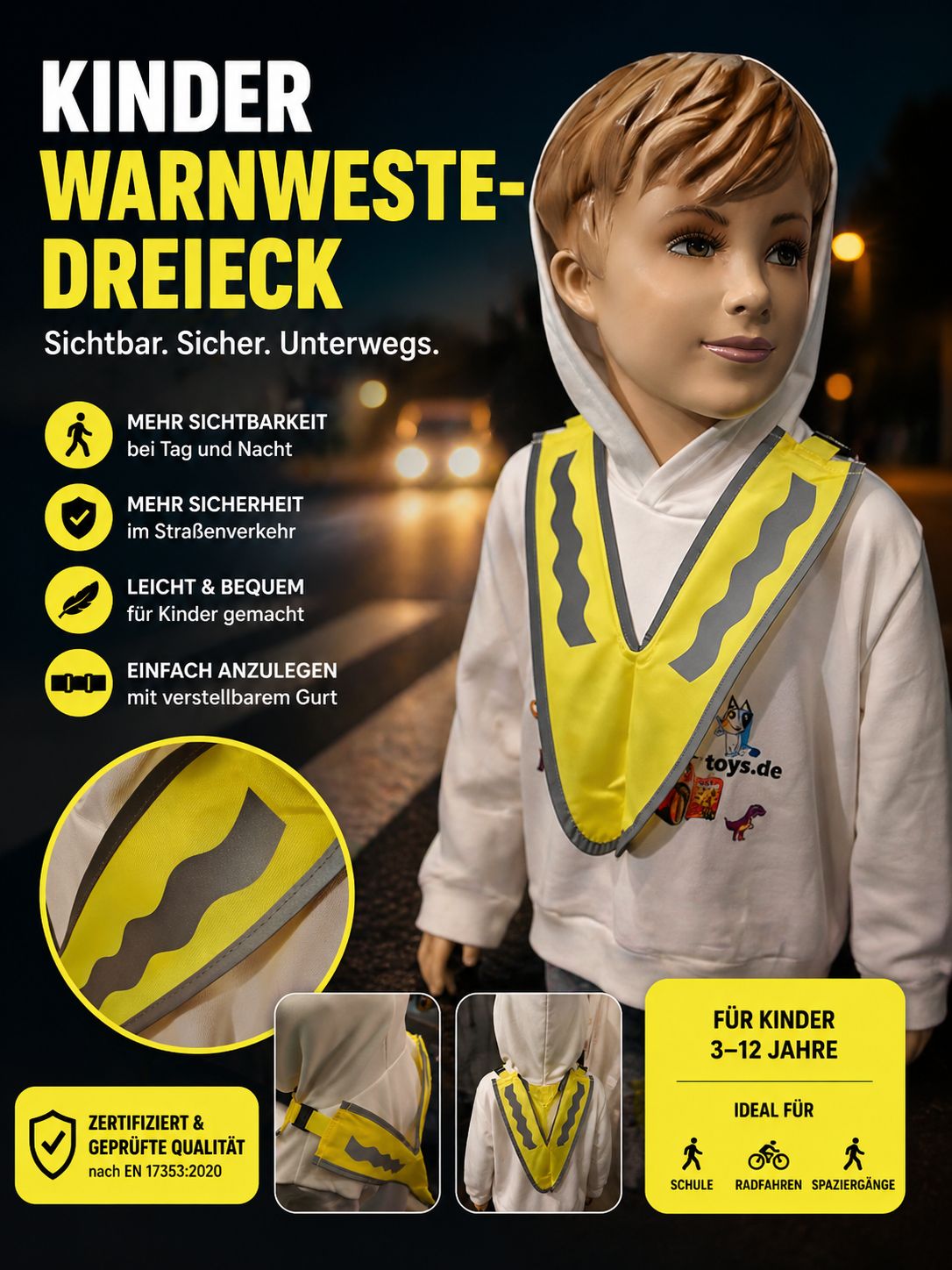 Kinder-Warndreieck Victory Sicherheit Weste