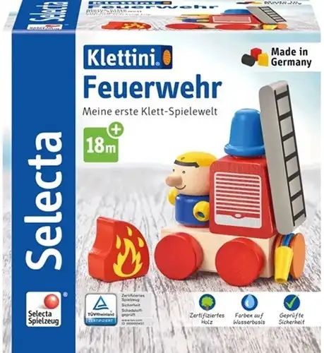 Schmidt Selecta Holz Spielzeug Klettini Feuerwehr 17x17cm