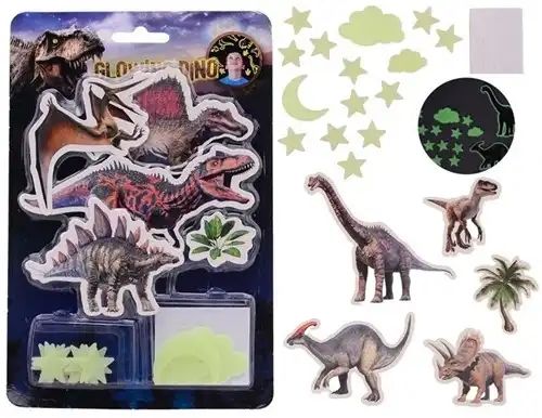 Glow in the Dark Dino-Wandaufkleber, 2-fach sortiert Glow in the Dark Dino-Wandaufkleber, 2-fach sortiert