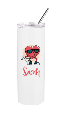 20oz - stainless steel tumbler with metal straw and lid (white or silver)