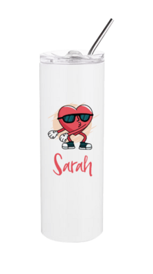 20oz - stainless steel tumbler with metal straw and lid (white or silver)