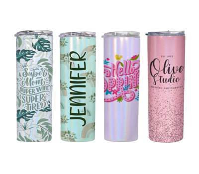 20oz shimmer stainless steel tumbler with straw &amp; lid