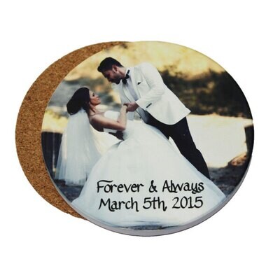 3.86&quot; x 0.24&quot; - Sandstone Coaster, White, with cork backing - ONLY Sold in a set of 4