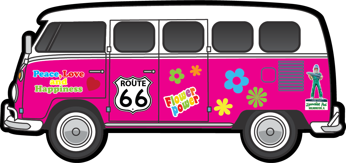 Pink 70&#39;s Van magnet
