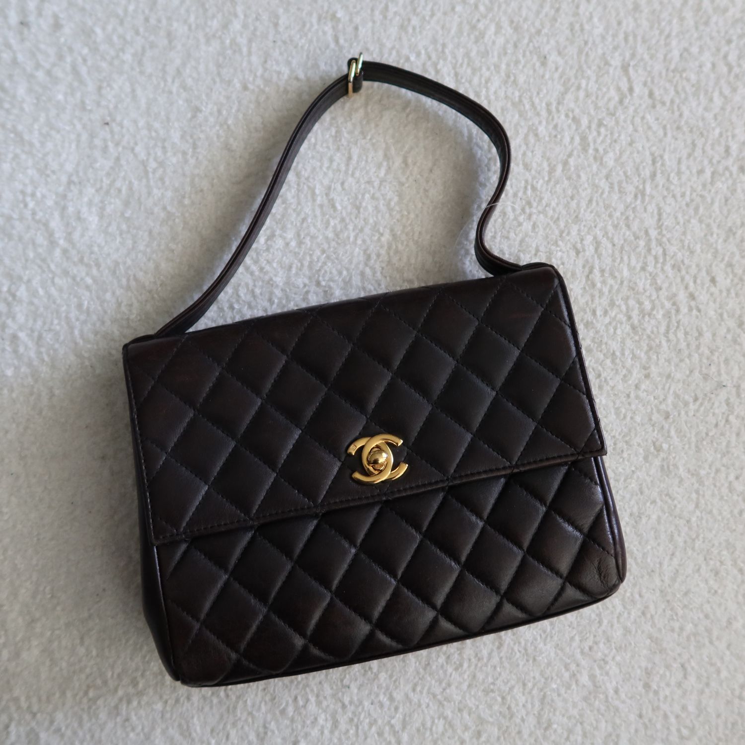 Vintage Top Handle Lambskin Turnlock Bag