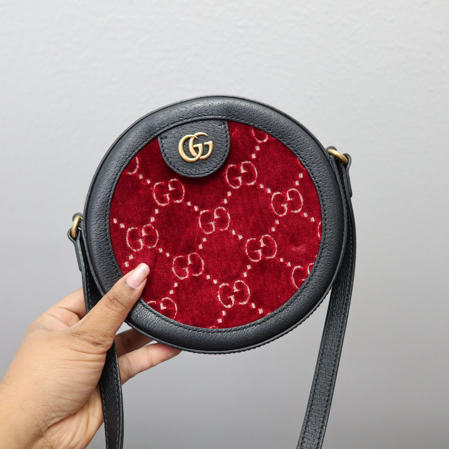 Gucci Velvet Red Black Crossbody