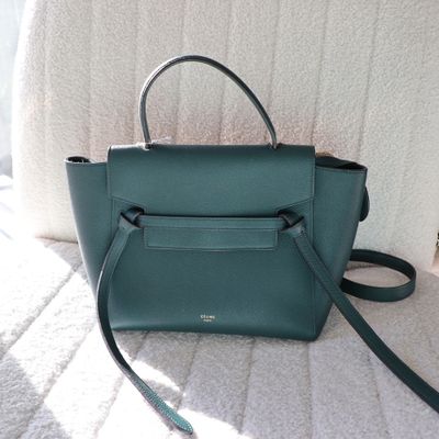 Celine Micro Belt Bag in Grained Calfskin Amazone Green PRELOVED AUTHENTIC