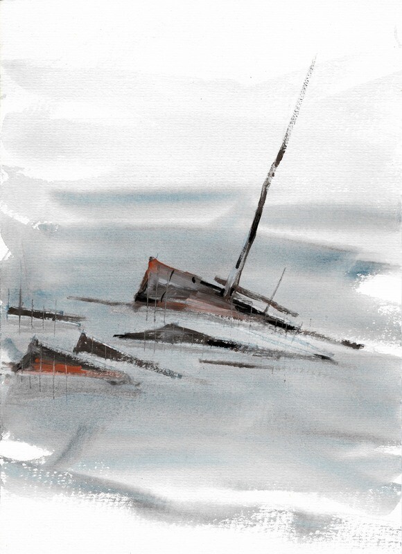 Ship - Watercolor | 29,2x20,5cm