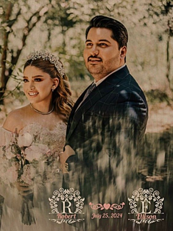 Monogram Couples gift | Square Premium Wood Print