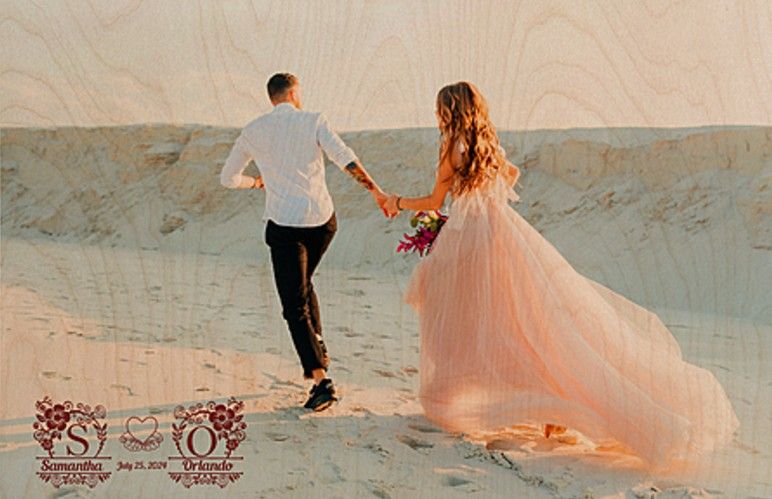 Monogram Couples gift | Landscape Budget-Friendly Wood panel