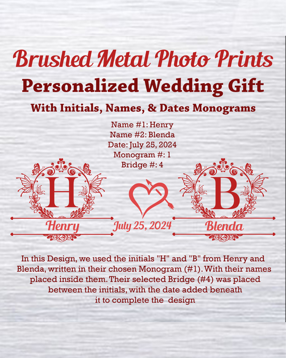 Monogram Couples gift | Panoramic Premium Brushed Metal