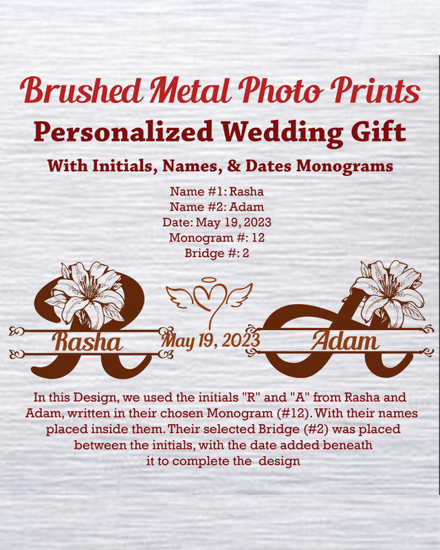 Monogram Couples gift | Landscape Premium Brushed Metal