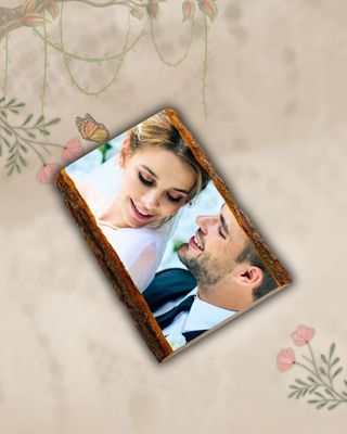 Personalized  Wedding &amp; Anniversaries photo Transfer to wood with bark