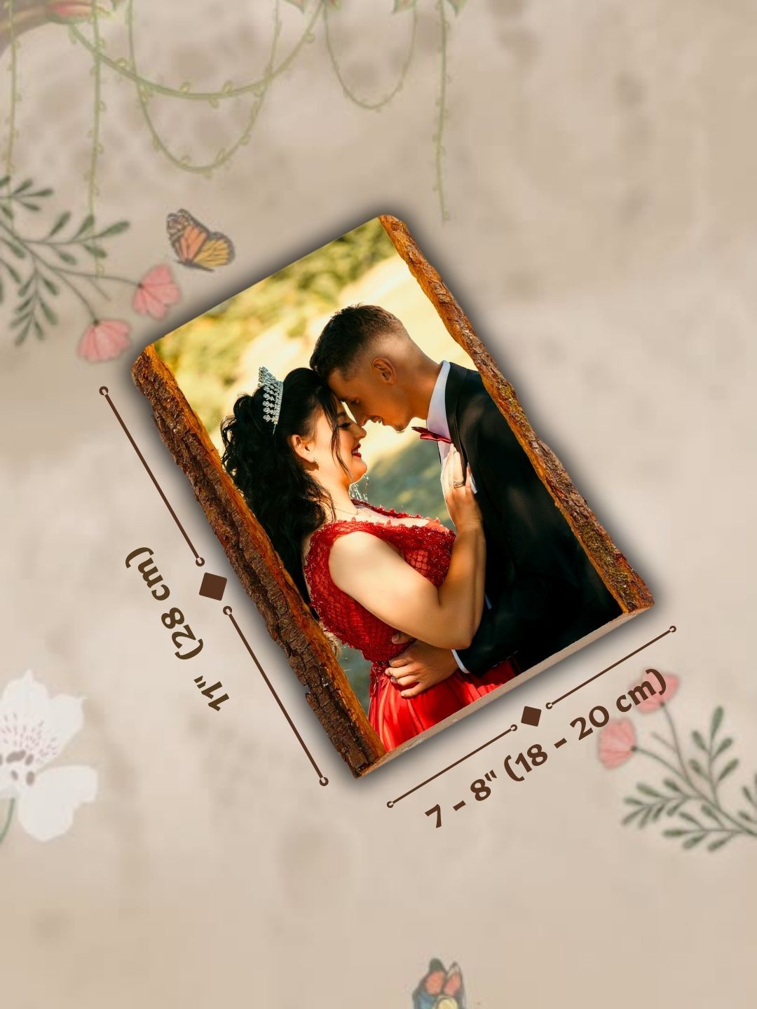 Unique Wedding Keepsake Photo Print on Bark-Edge Wood