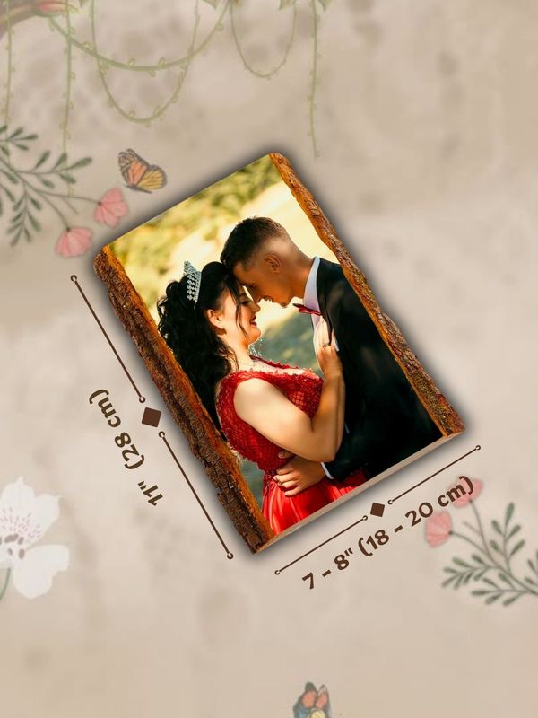 Unique Wedding Keepsake Photo Print on Bark-Edge Wood