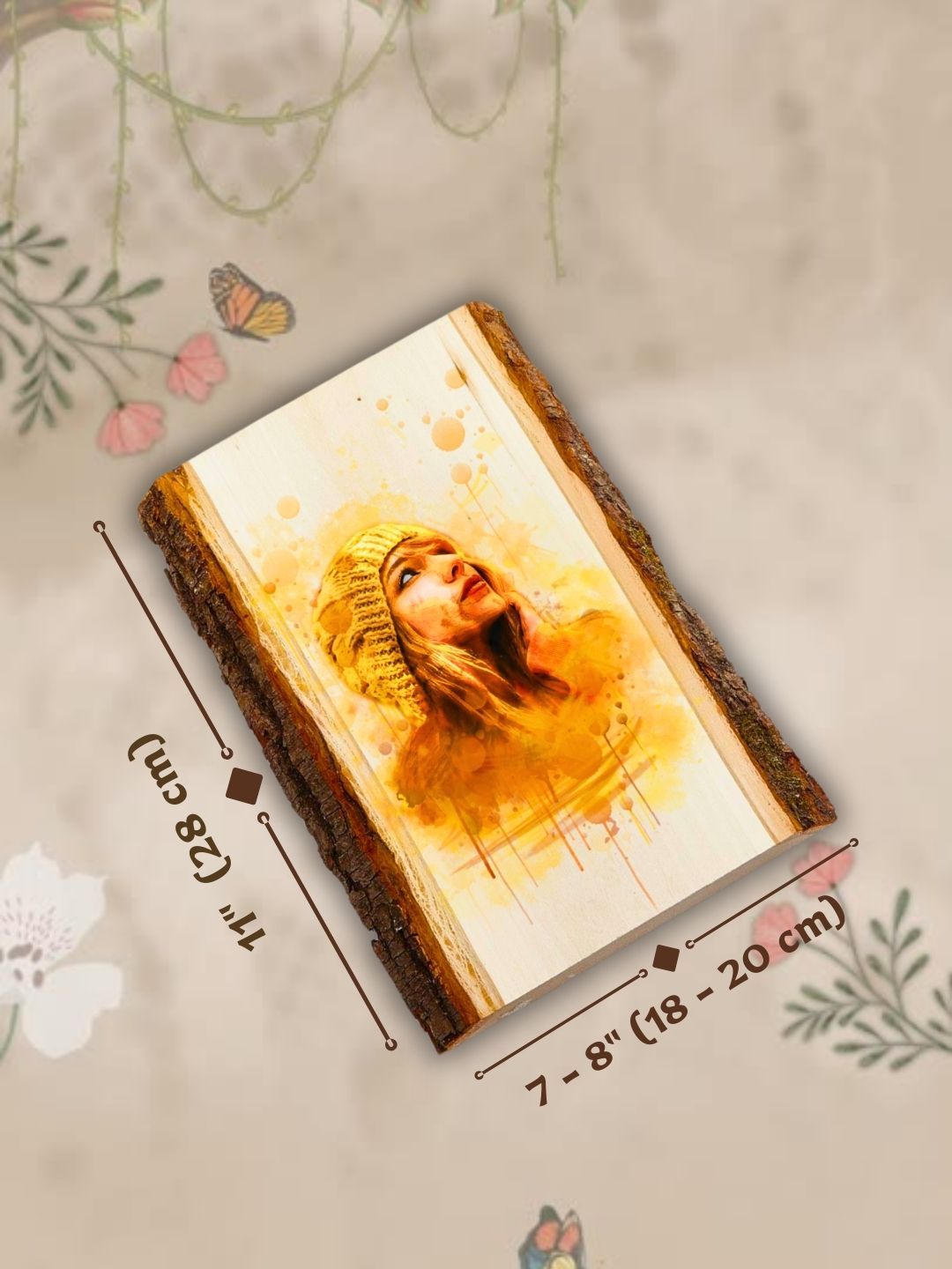Rustic Gift | Watercolor Photo Print on Basswood with Bark Edge