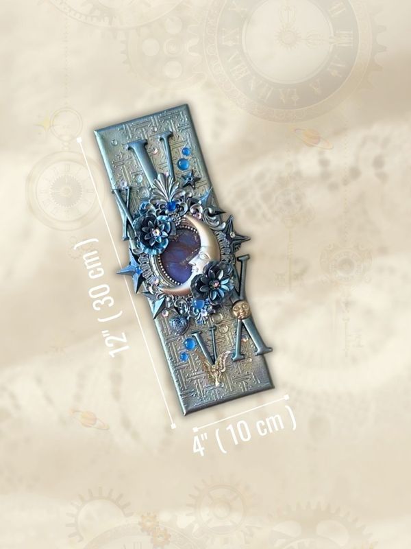 industrial Mixed Media Steampunk Moon and Sun Canvas