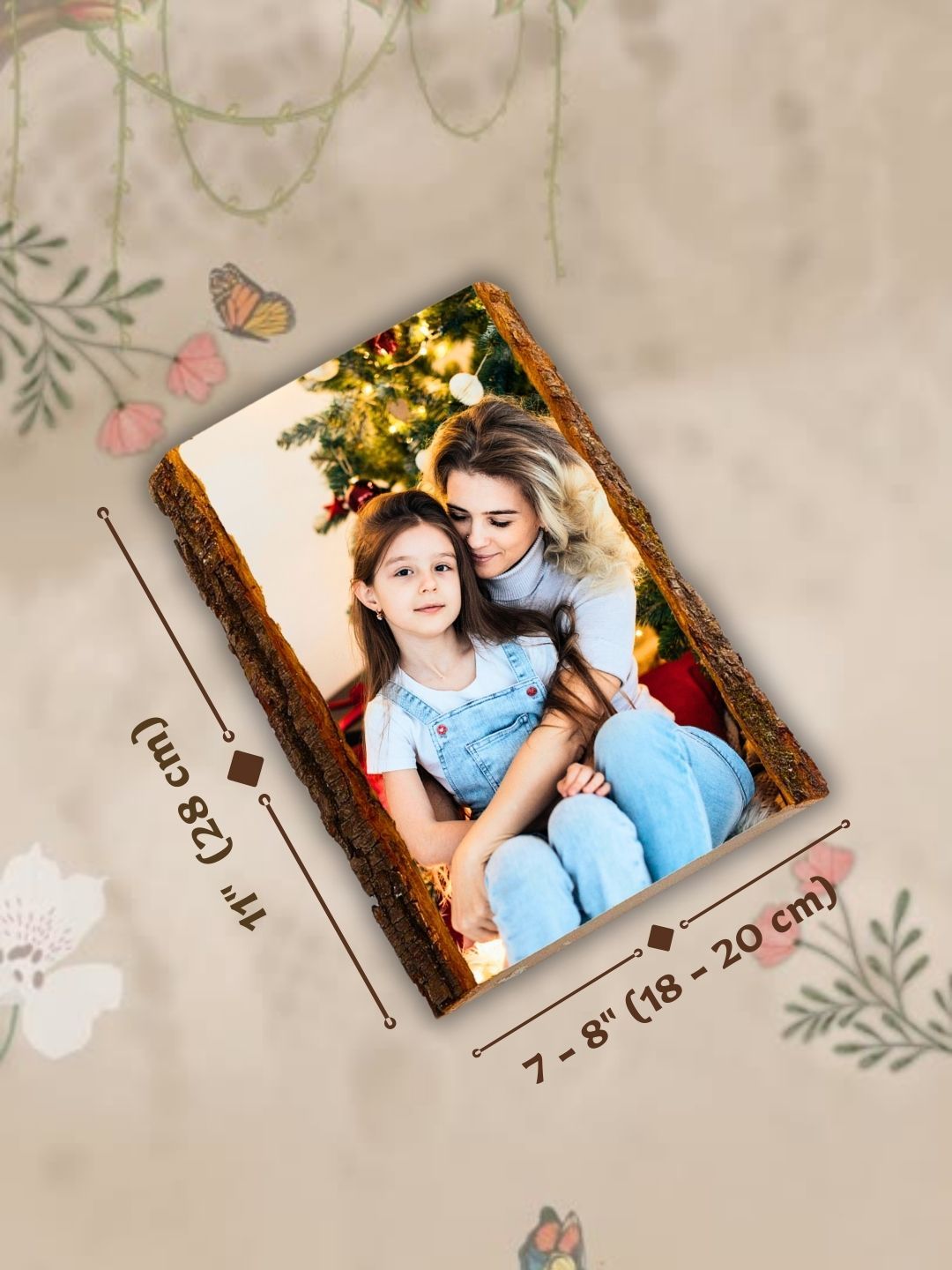 Unique Family Keepsake Photo Print on Bark Edge Wood