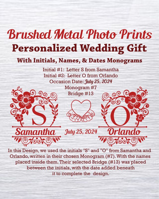 Monogram Couples gift | Panoramic Budget-Friendly Brushed Metal