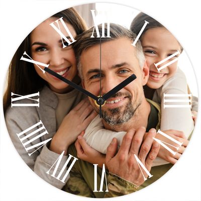 Custom Rounded Roman Photo Clock Gift