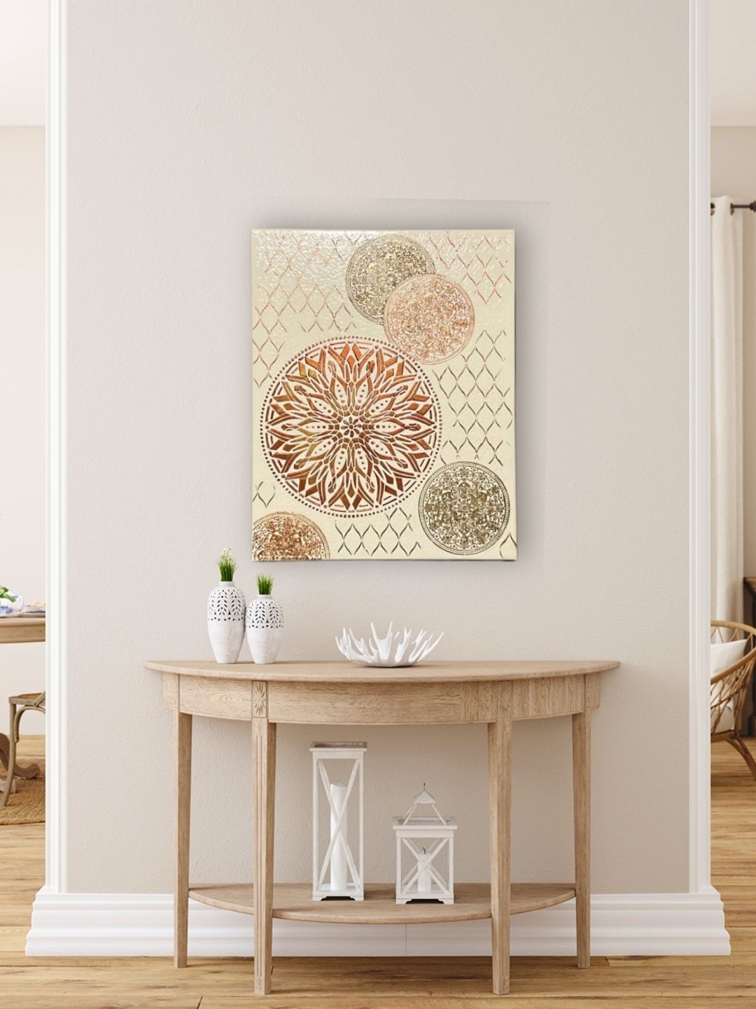 Textured Mandala Art in Warm, Earthy Tones | 16x20" Canvas