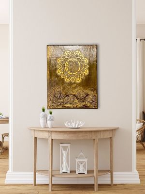 Golden brown Textured Mandala | 16x20” Canvas