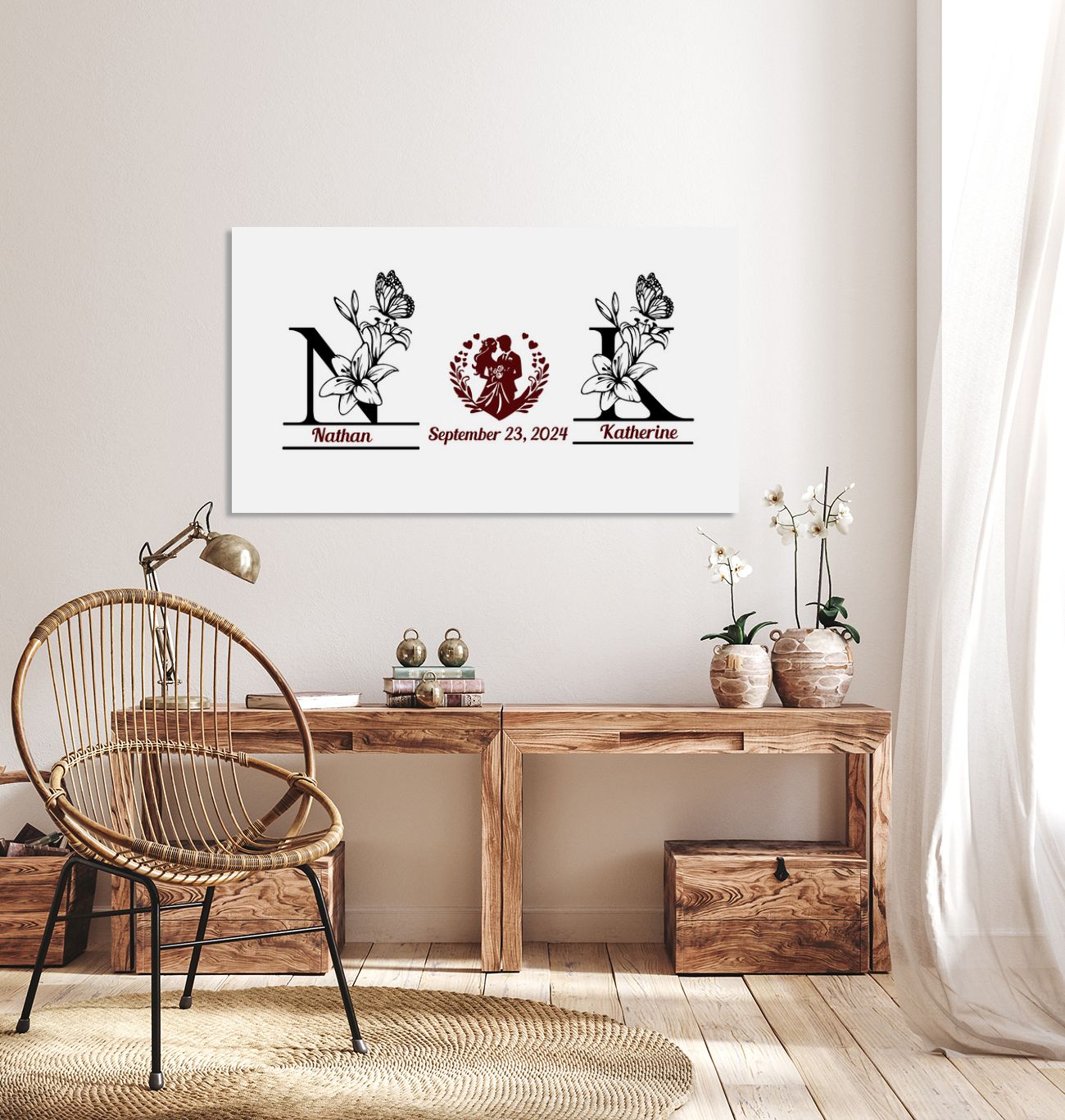 Monogram Couples Gift | Landscape Enhanced Matte Paper Poster