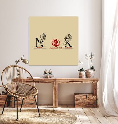 Monogram Couples Gift | Square Enhanced Matte Paper Poster