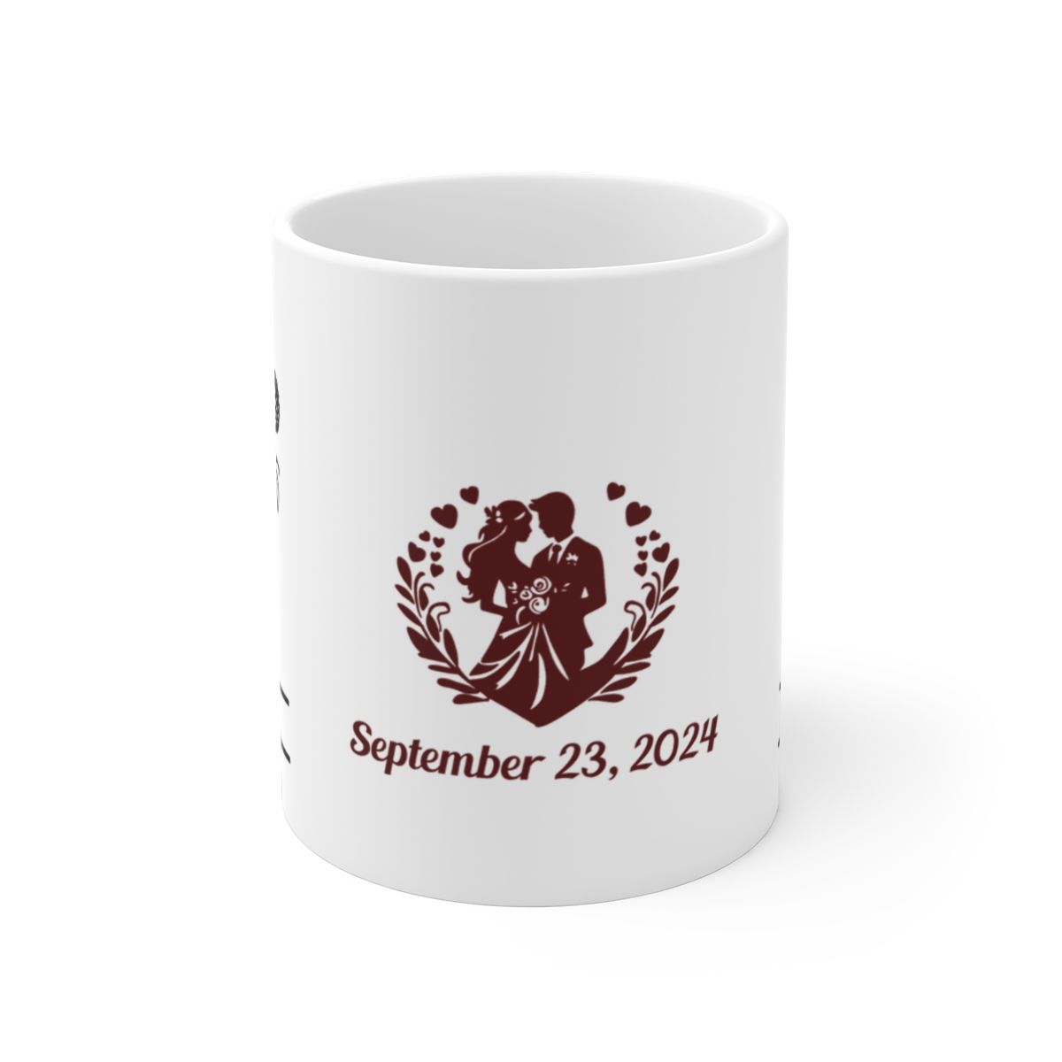 Personalized Wedding Ceramic Mugs - Custom Name &amp; Date, Color: White, Sizes: 11oz